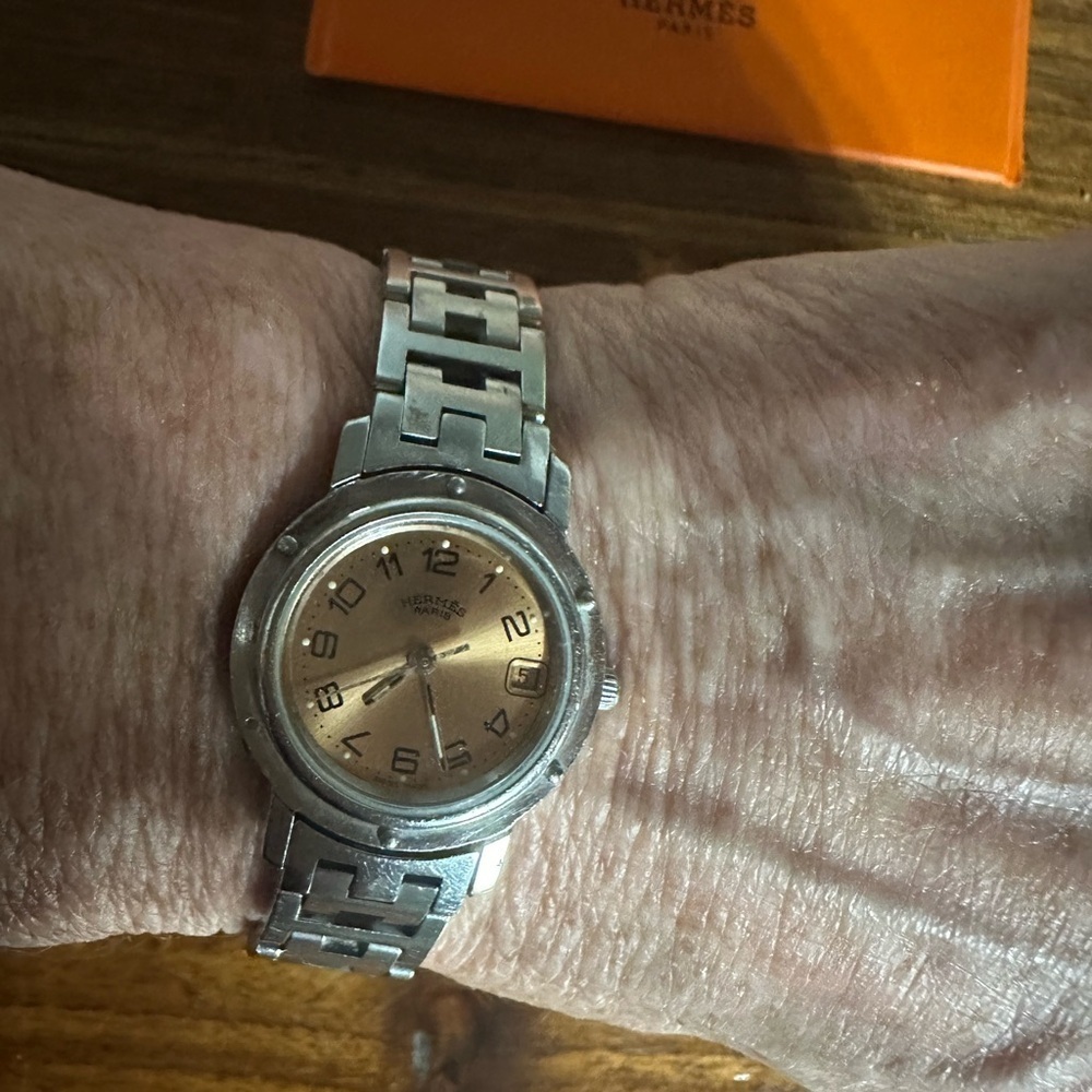 Hermes Silver and Tan Jewelry Watch with Stainless Steel Case. Clipper CL4 210 - Picture 10 of 15